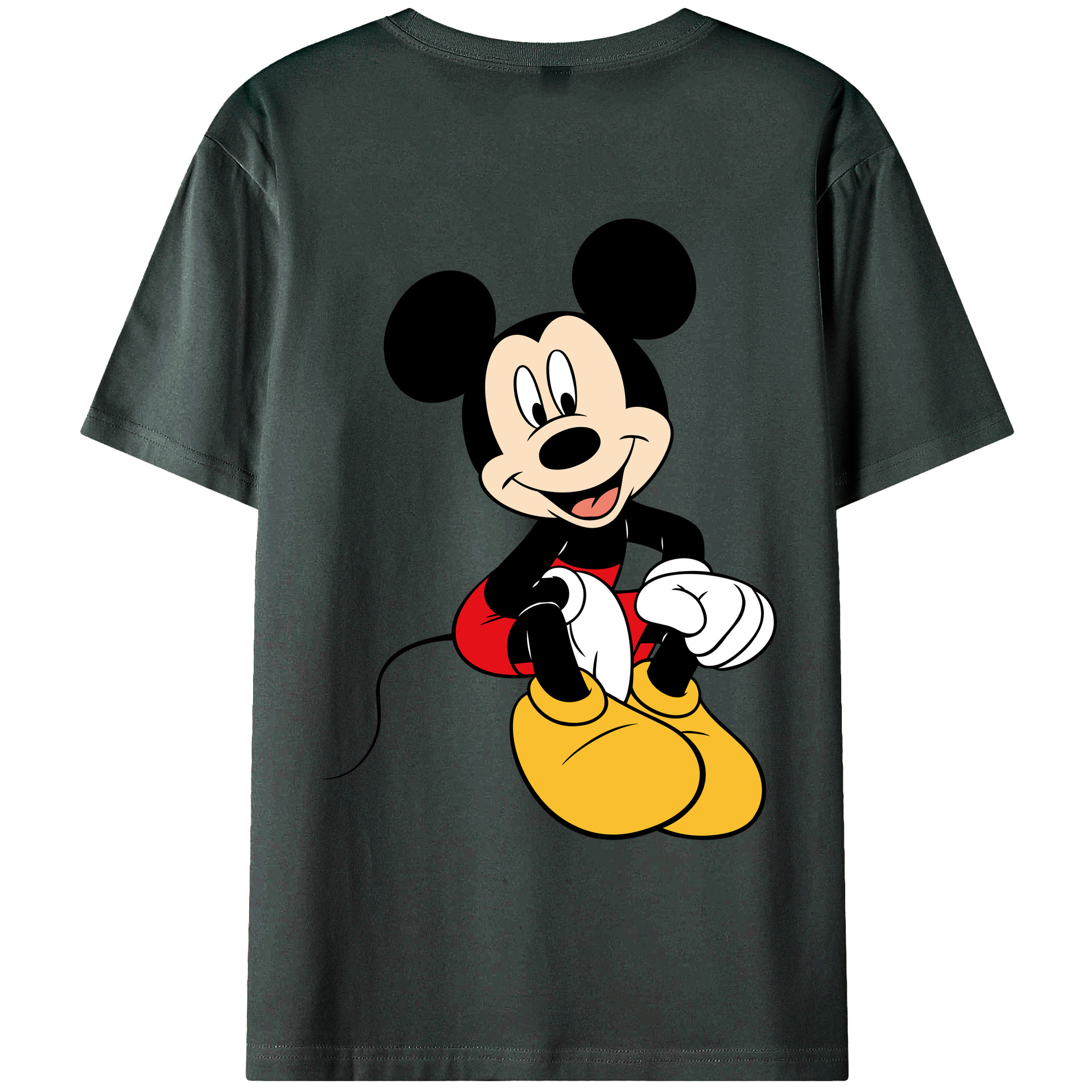 ミッキーマウス Mickey Mouse 綿100％ メンズ半袖Tシャツ（バックプリント） 通気性